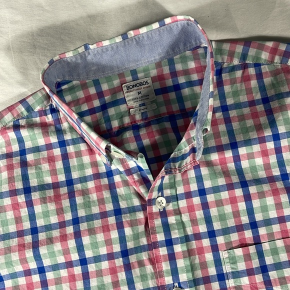 Bonobos Other - Bonobos mens pink green blue check plaid slim long sleeve button shirt - size M